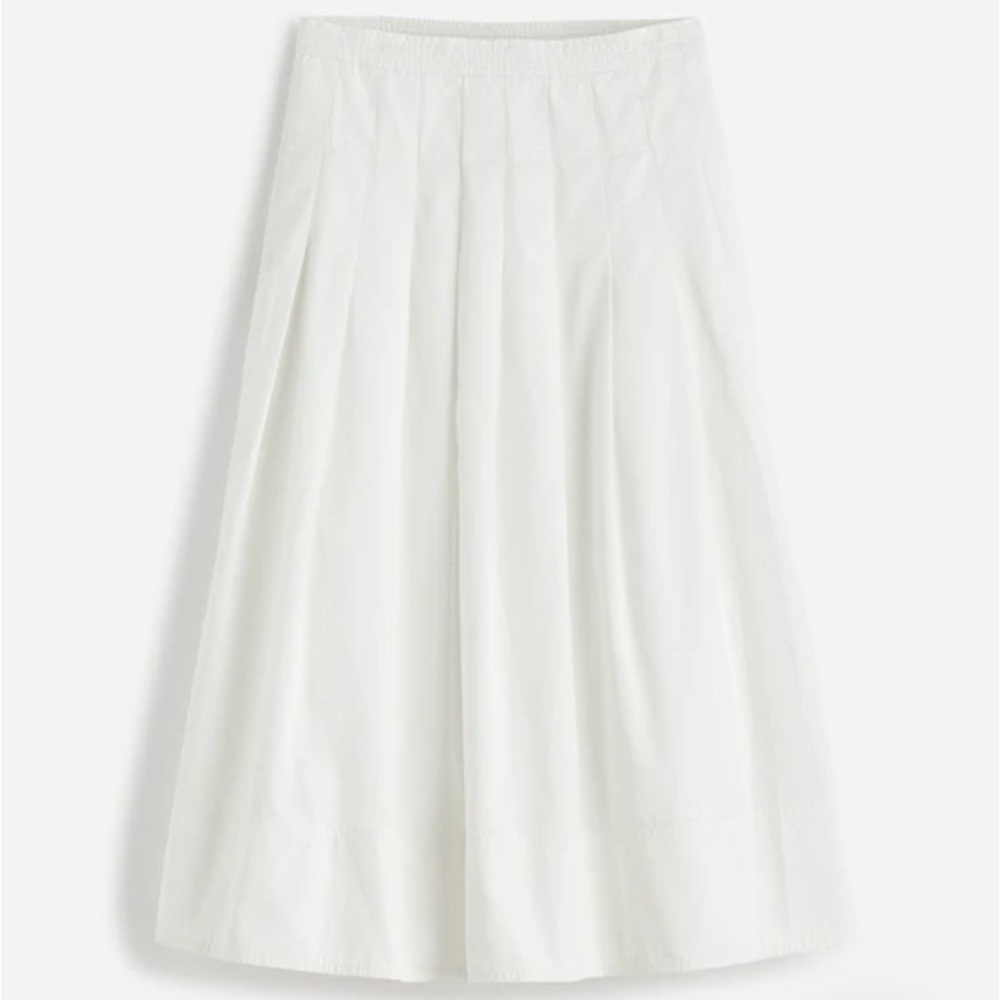 Madewell White Pleated A-Line Midi Skirt
